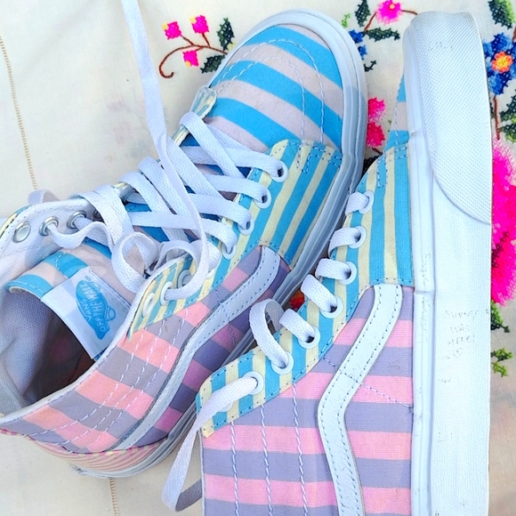 Vans Other - Vans Colorful Striped Women High-Top kicks 6.5 Great for Easter!